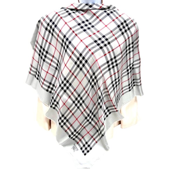 Burberrys 100% Silk Scarf 34" Nova Check Plaid Equestrian Knight Gray Black (61) - Picture 2 of 16